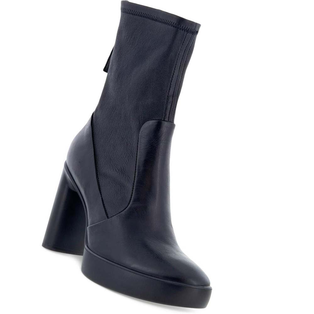 Women's Ecco Shape Sculpted Motion 75 Stretchy Mid-cut Ankle Boots Black | USA 38QMA